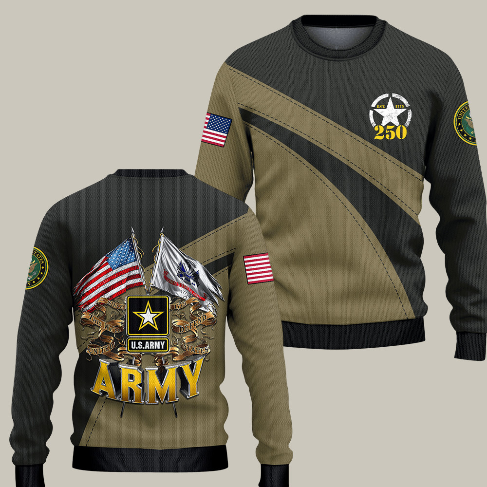 US Army 250th Anniversary Sweatshirt This We'll Defend Veteran Clothing Military Dad Gifts