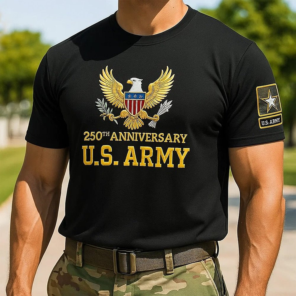 US Army 250th Anniversary T-Shirt Pride Military Shirt Patriotic Gifts For Army Dad