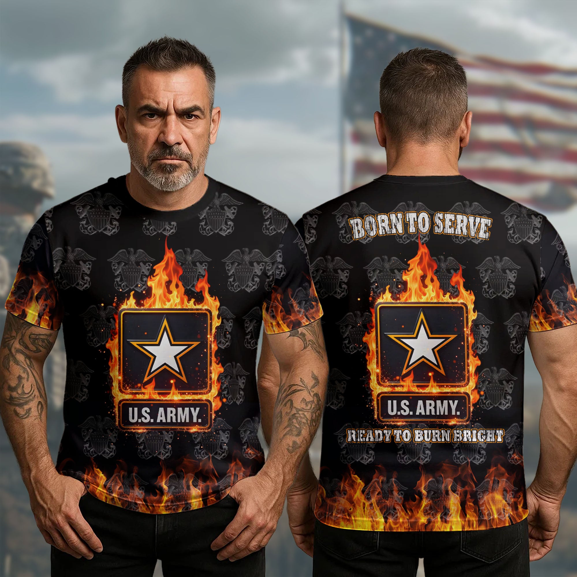 US Army 250Th Anniversary T-Shirt Ready To Burn Fight Proudly Served Best Veteran Gifts