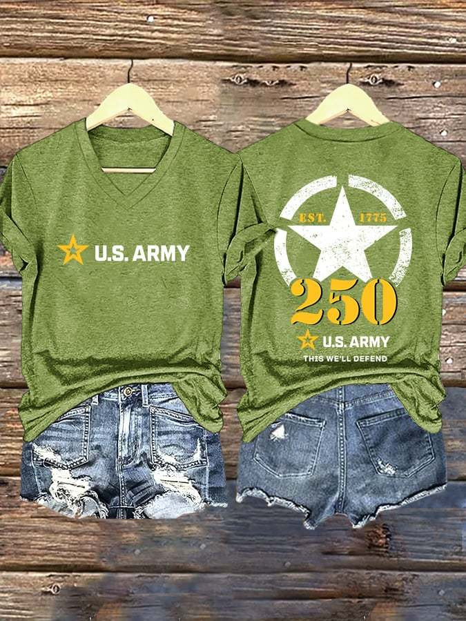 US Army 250th Anniversary This Well Defend Est 1775 V-Neck T-Shirt Gifts For Army