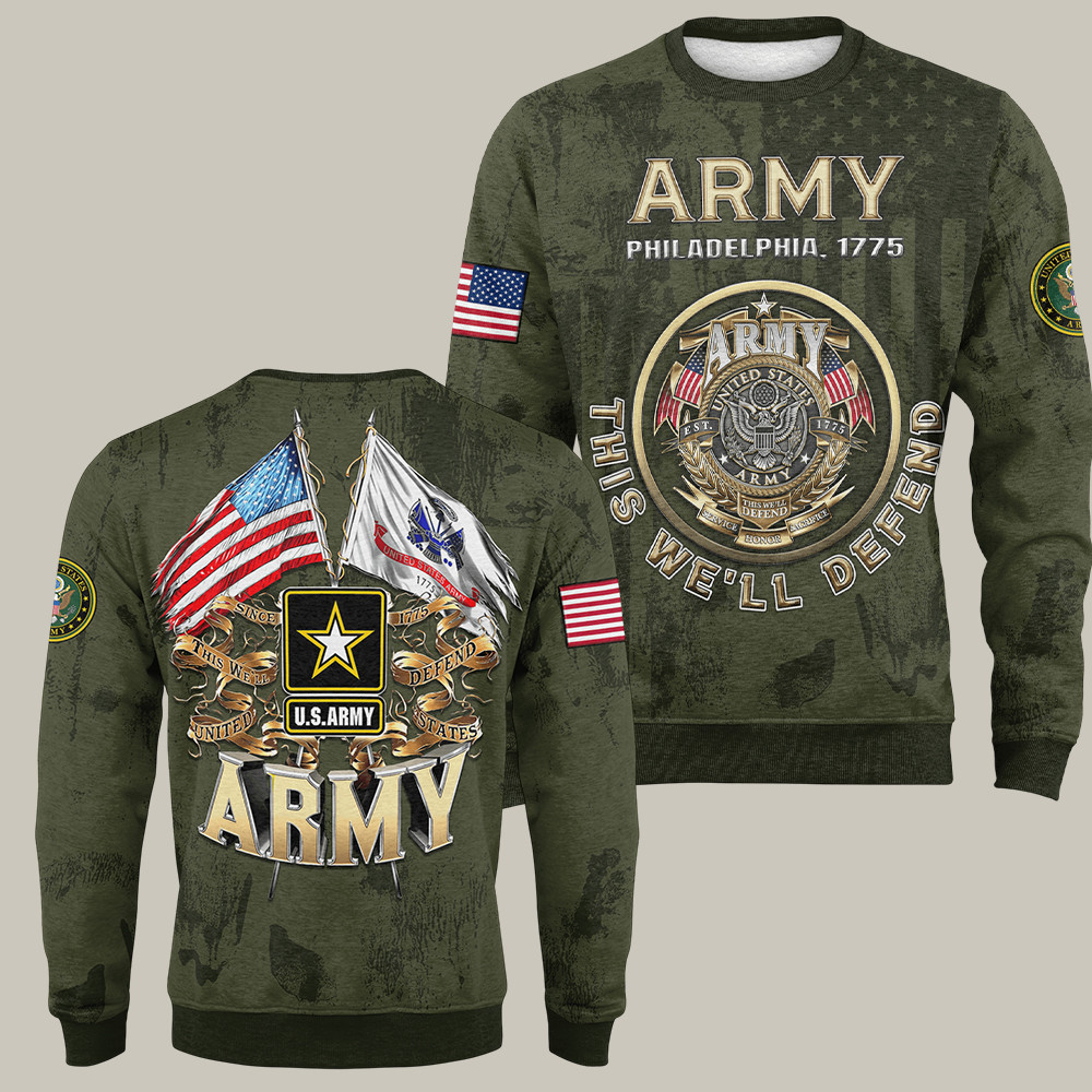 US Army 250th Birthday Sweatshirt This We'll Defend Philadelphia 1775 Gift Ideas