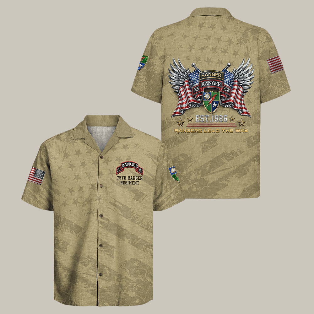 US Army 75th Ranger Regiment Hawaiian Shirt Rangers Lead The Way EST 1986 Shirt Gift Idea