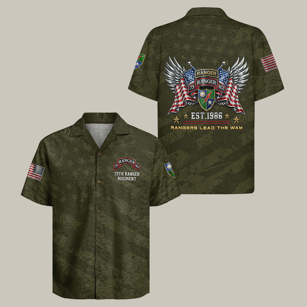 US Army 75th Ranger Regiment Hawaiian Shirt US Army Veteran Shirt Gift For Men