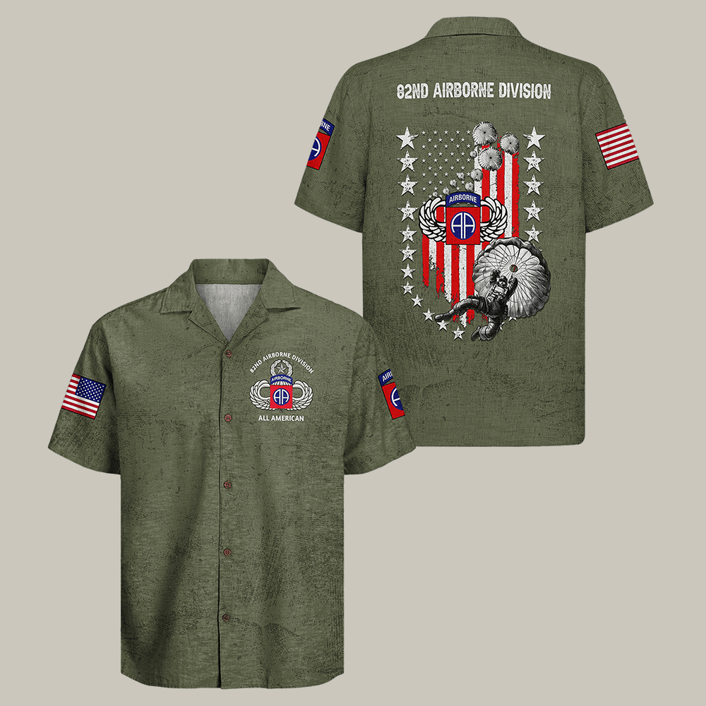 US Army 82rd Airborne Hawaiian Shirt 82nd Airborne Division Shirt Veteran Gift For Men
