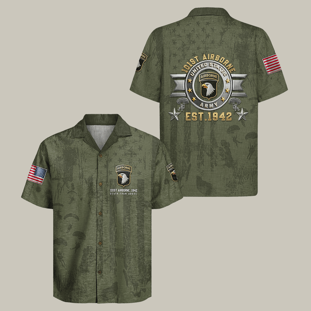 US Army Airborne Hawaiian Shirt 101St Airborne Est 1942 Shirt Gift Idea