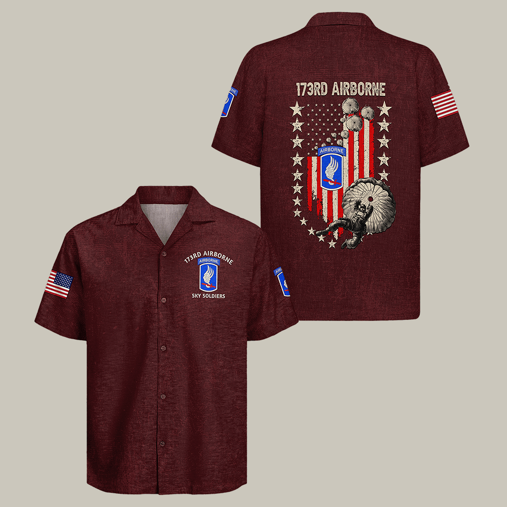 US Army Airborne Hawaiian Shirt 173Rd Airborne Paratrooper Merch Father Gift Idea