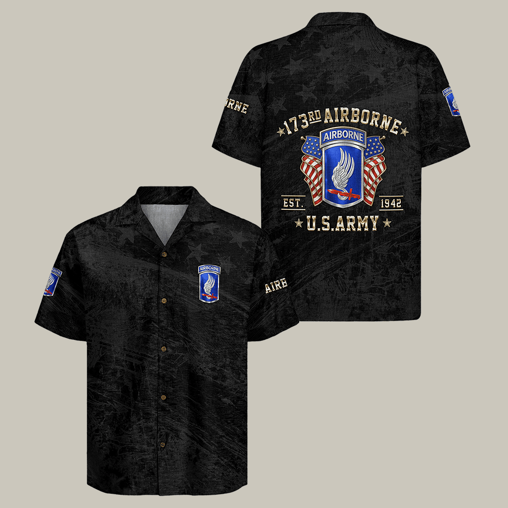 US Army Airborne Hawaiian Shirt Army Paratrooper Shirt Cool Present For Retired Veteran