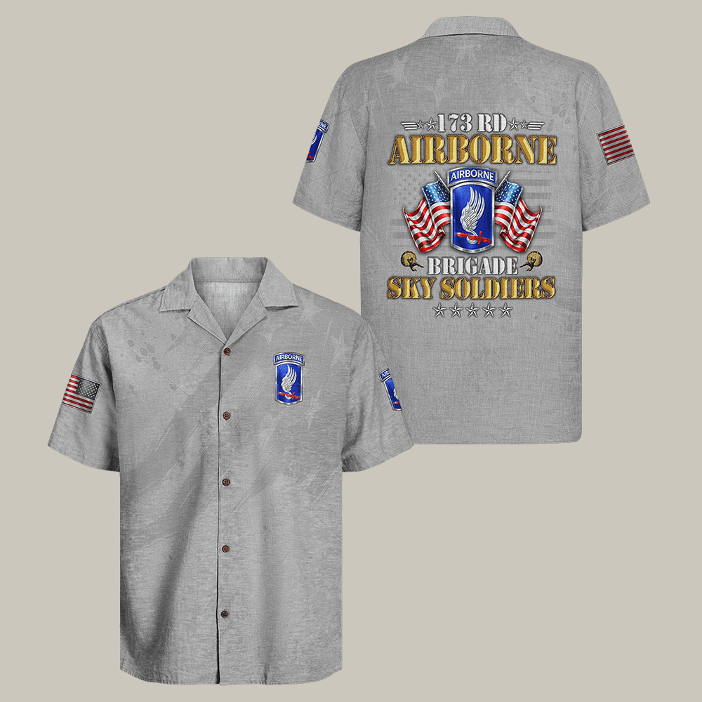 US Army Airborne Hawaiian Shirt Brigade Sky Soldiers Shirt Veteran Gift For Him