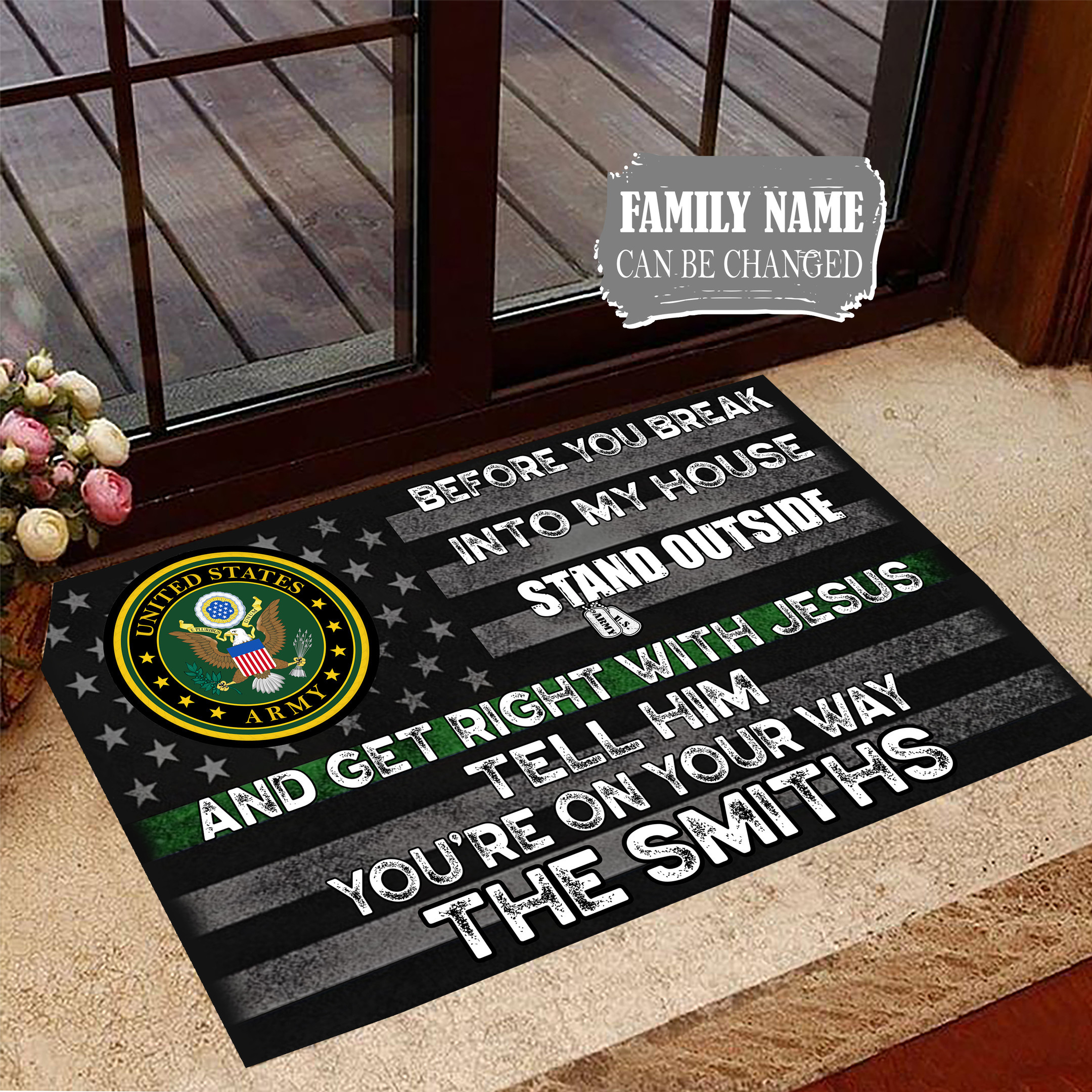 US Army Before You Break Into My House Doormat Merch Unique Gifts For Army Man Veterans