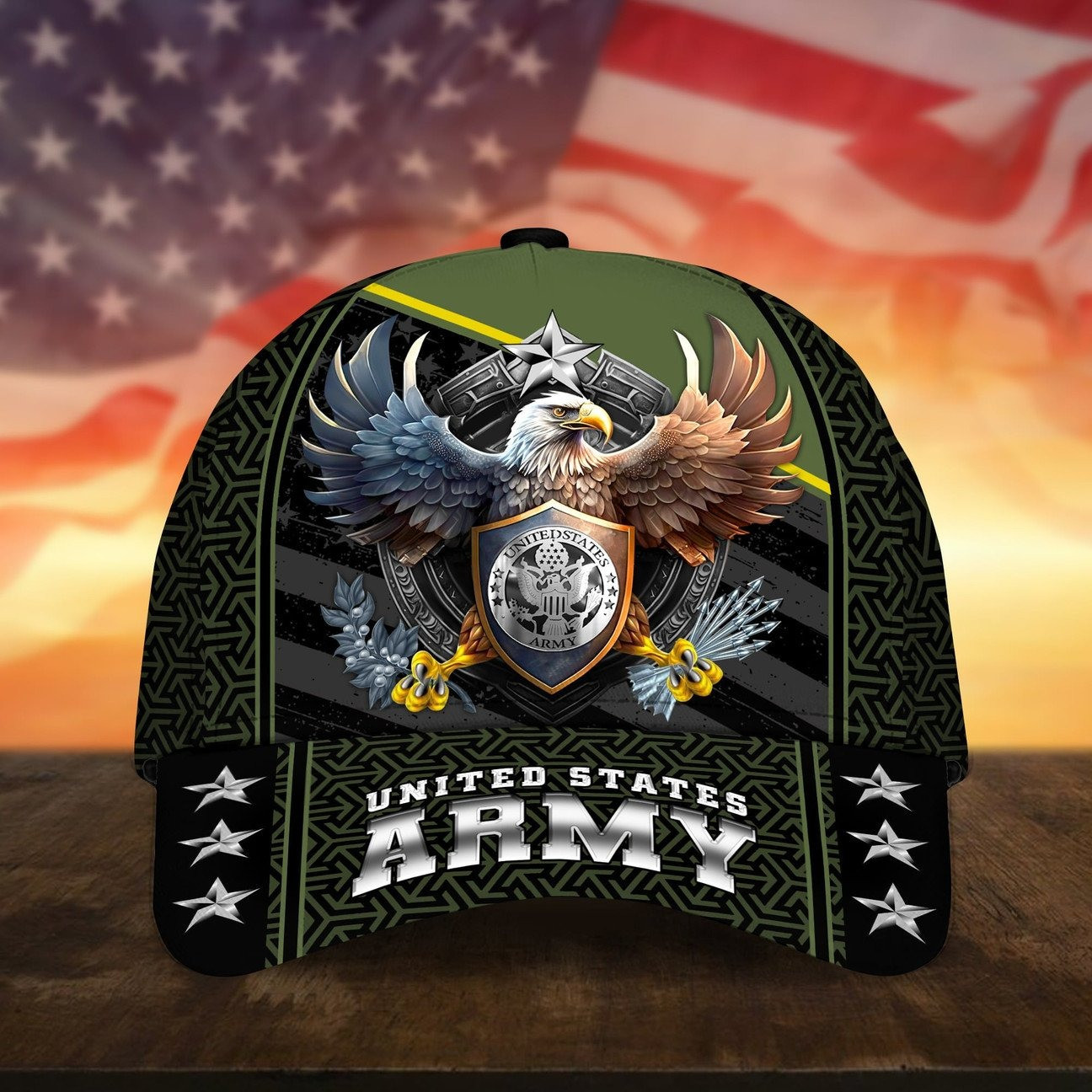 US Army Eagle Patriotic Military with American Shield Cap Gift For Proud Militaries on Veterans Day