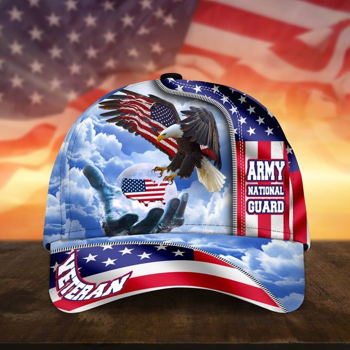 US Army National Guard Patriotic American Flag With Eagle Cap Military Gift for Father and Husband On Veterans Day