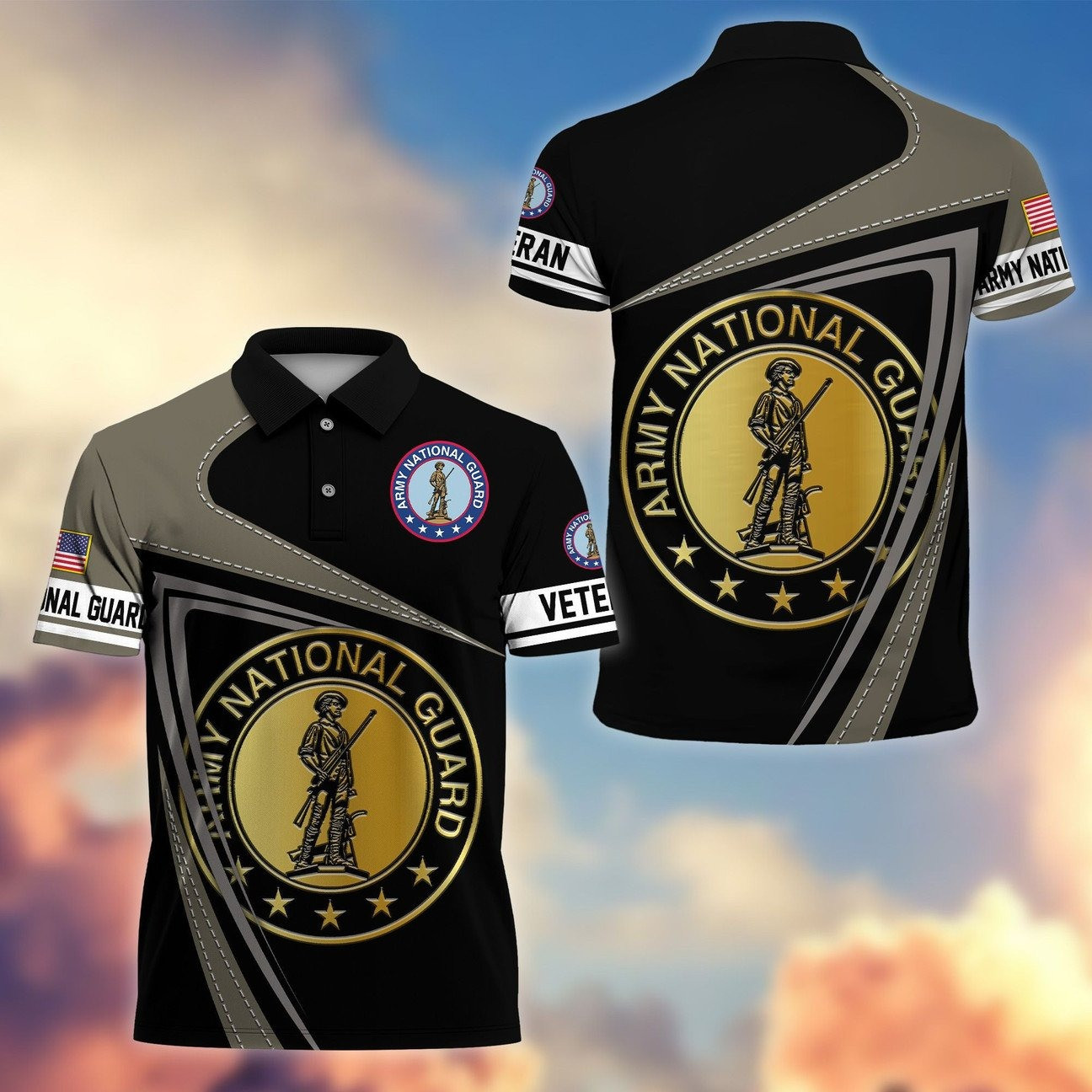 US Army National Guard Seal Polo Shirt Official Military Gift for Dad and Husband and Friends on Veterans Day