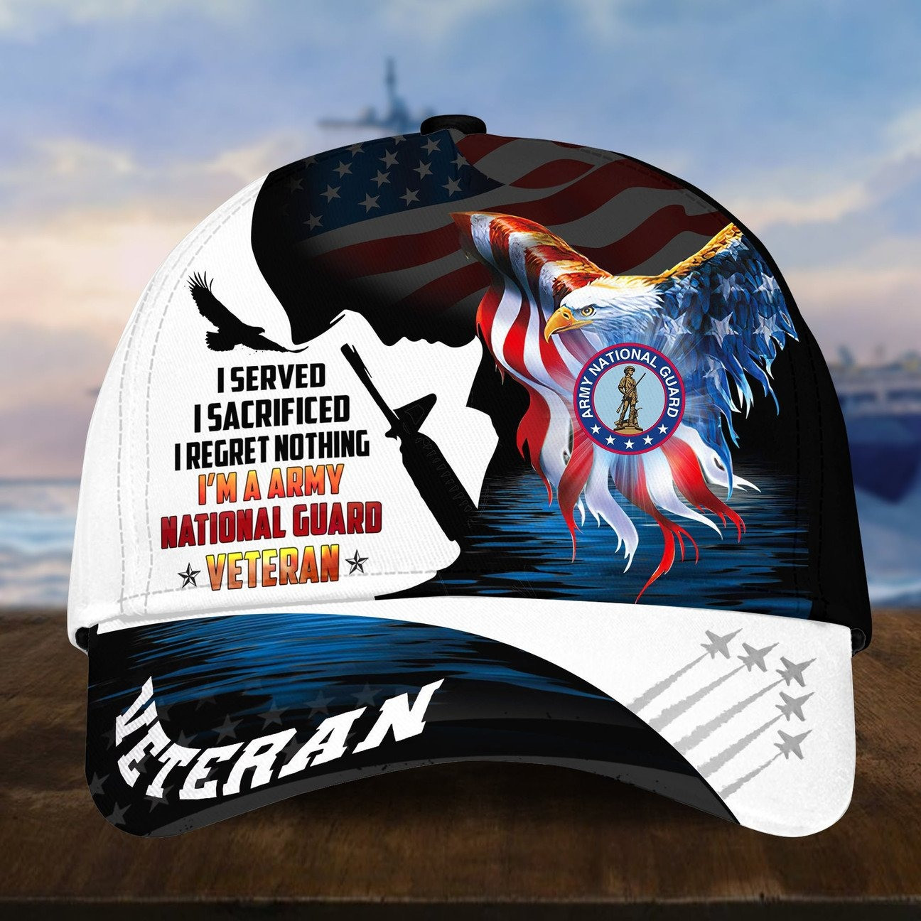 US Army National Guard Veteran Baseball Cap I Served Sacrificed Regret Nothing Gift for Veterans Day