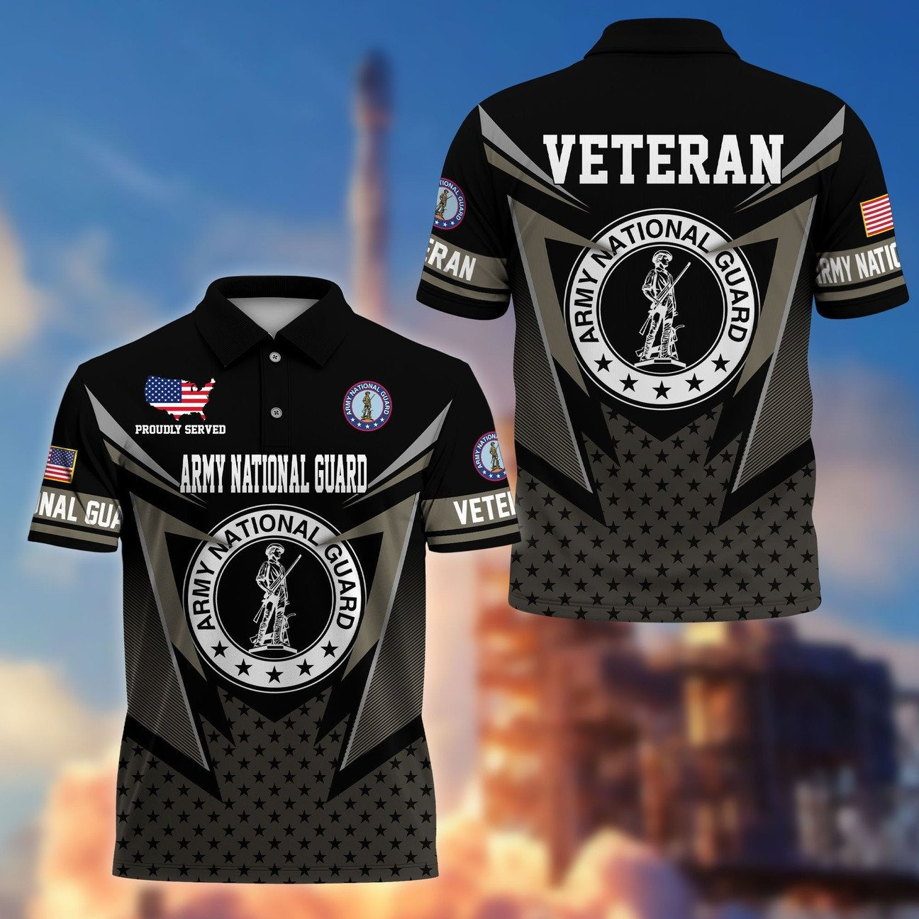 US Army National Guard Veteran Polo Shirt Premium Military Gift for Father and Husband and Friends on Veteran Day