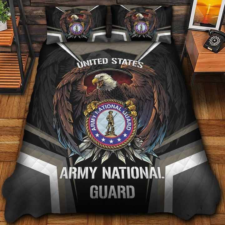 US Army National Guard Veteran Quilted Bedding Set Duvet Cover Bedspread Bedroom Decor Gifts