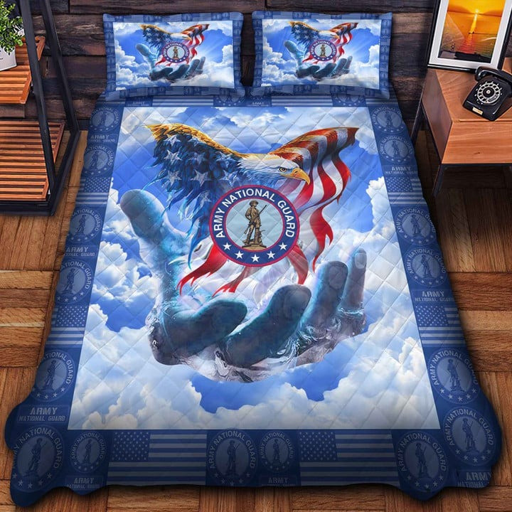 US Army National Guard Veteran Quilted Bedding Set Duvet Cover Bedspread Gifts For Wife