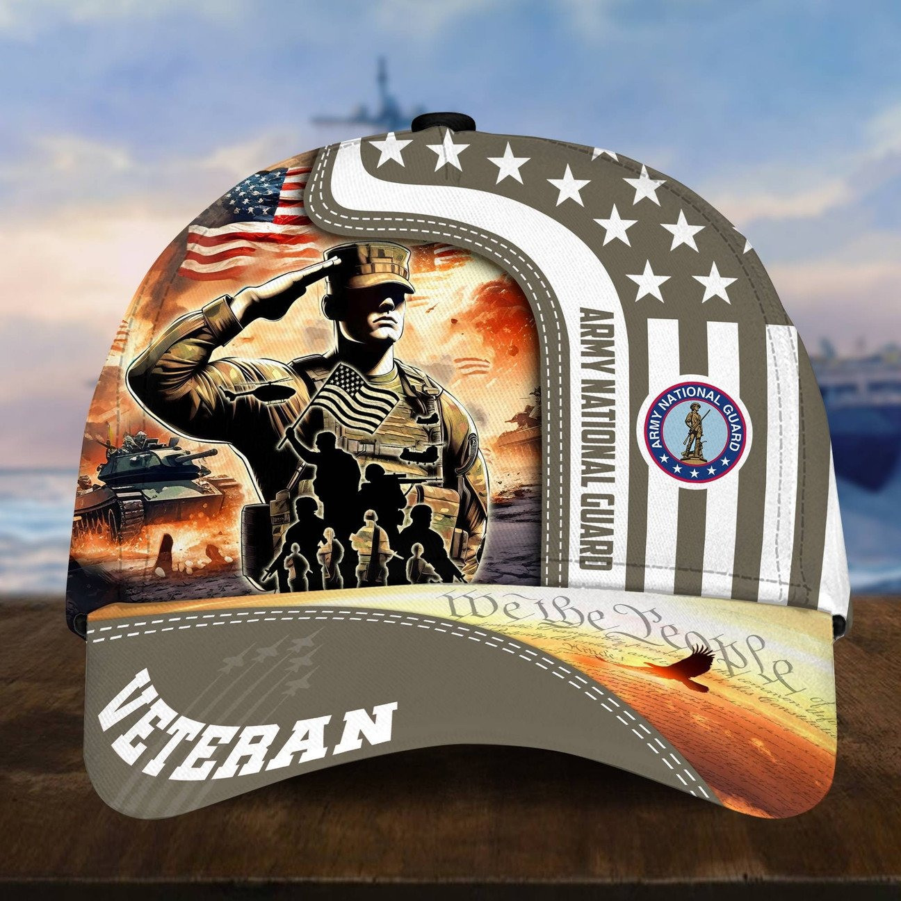 US Army National Guard Veteran Salute Patriotic Baseball Cap Gift For Husband on Veterans Day