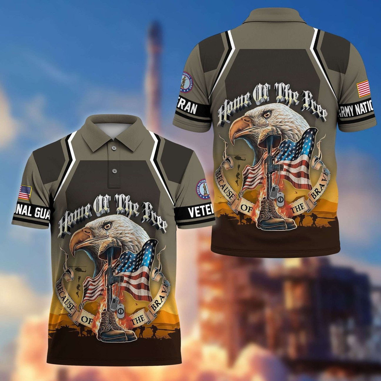 US Army National Guard Veterans Polo Shirt Home Of The Free Shirt Veterans Day Ideas