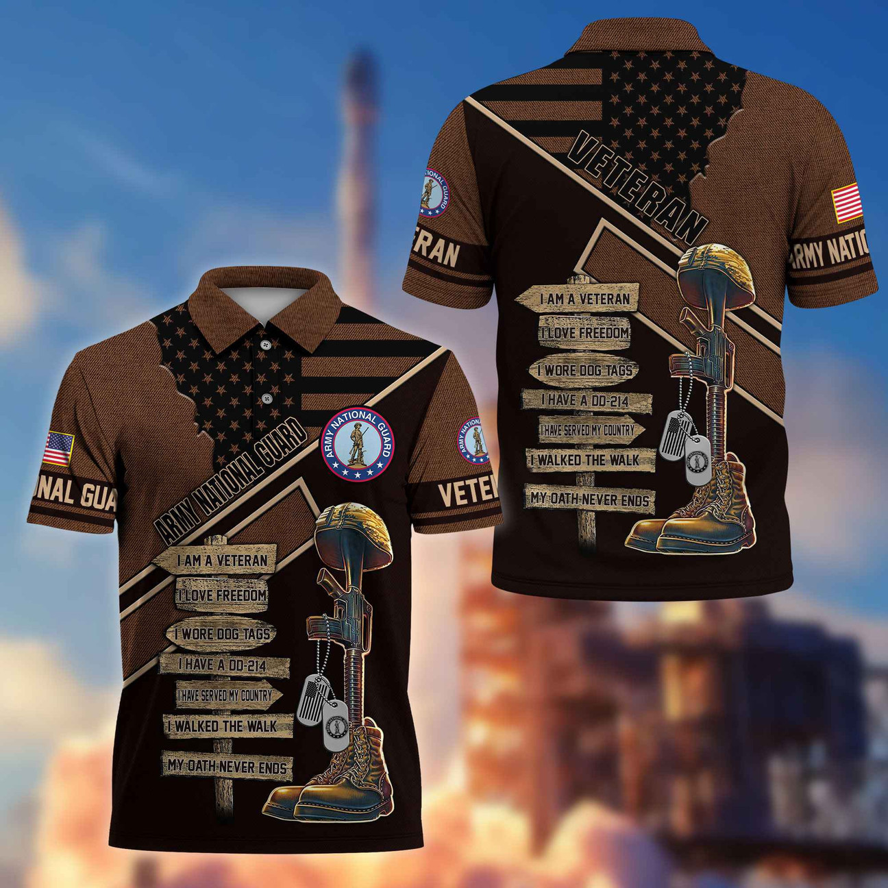 US Army National Guard Veterans Polo Shirt I Am A Veteran Shirt Gifts For Father