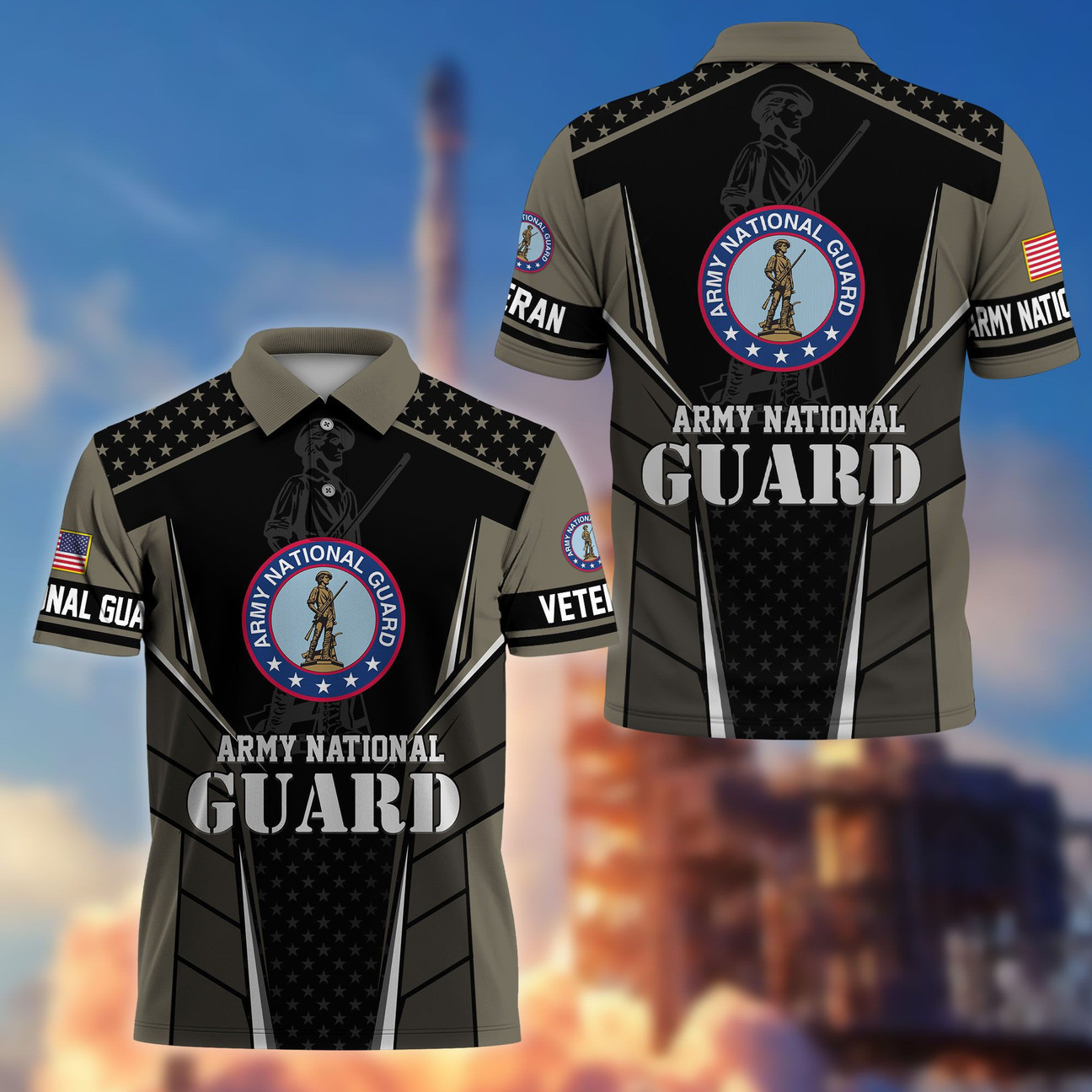 US Army National Guard Veterans Polo Shirt Patriotic Shirt Veterans Day Gifts