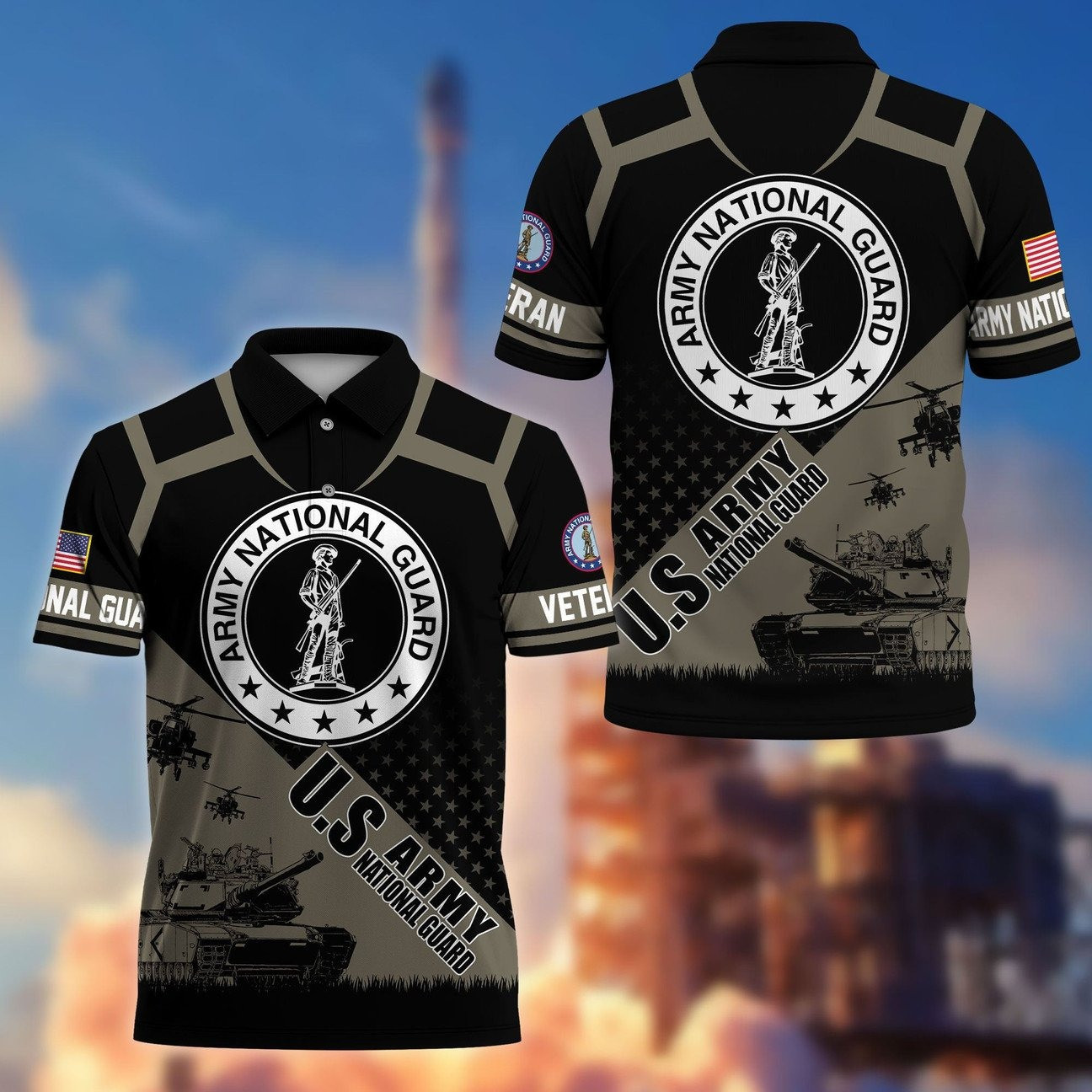 US Army National Guard Veterans Polo Shirt Perfect Gift for Father and Husband and Friends on Veterans Day