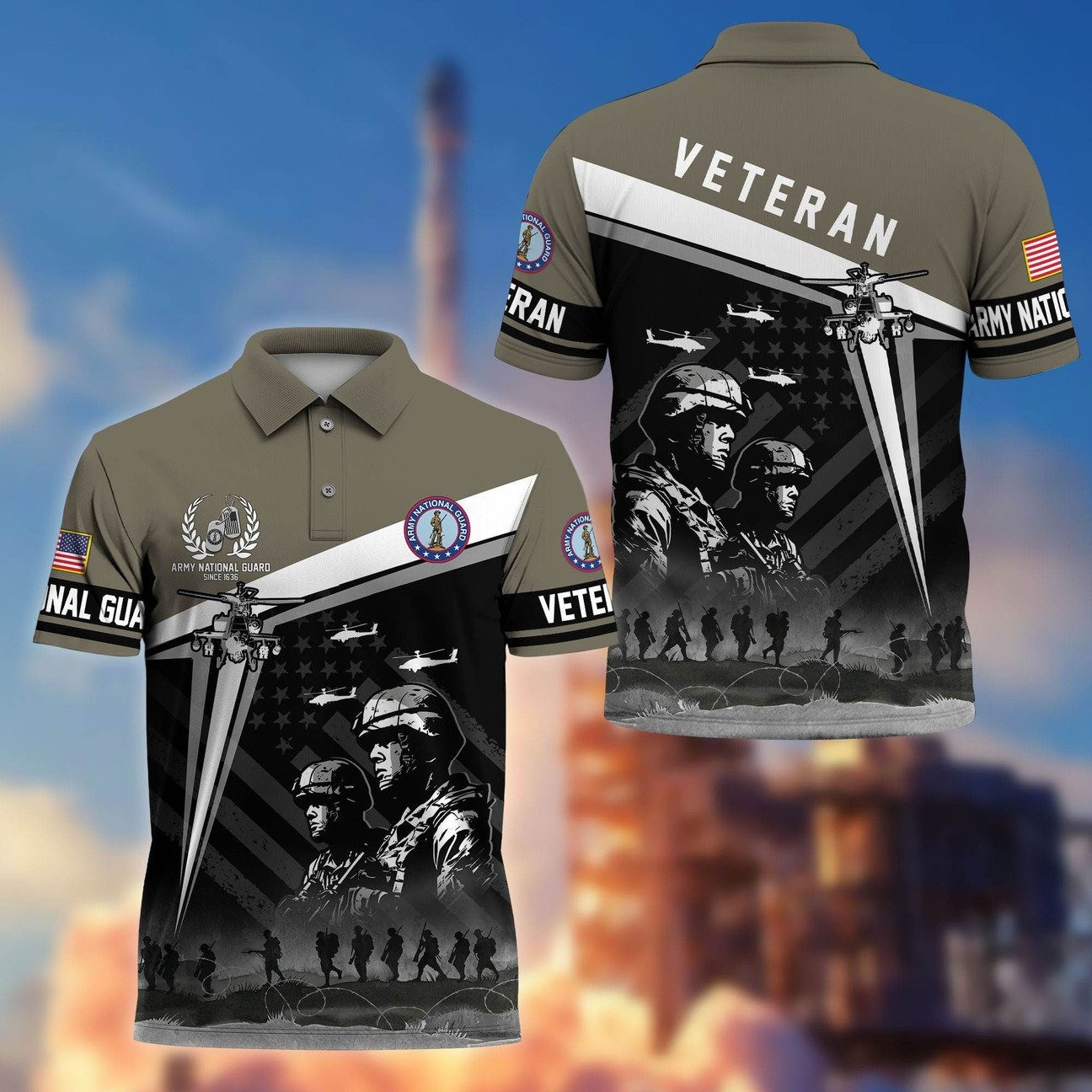 US Army National Guard Veterans Polo Shirt Pride Army Shirt Gifts For Veterans