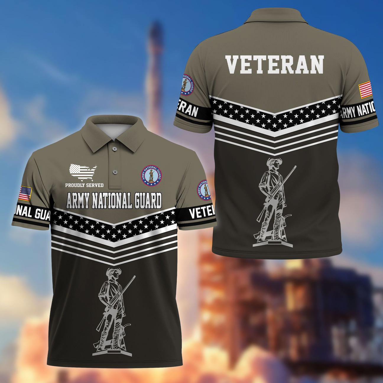US Army National Guard Veterans Polo Shirt Proudly Served Shirt Veterans Gifts