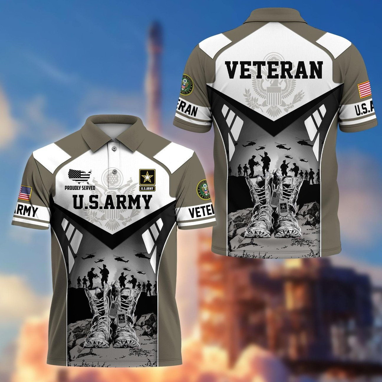 US Army Patriotic Veterans Polo Shirt Great Gift for Dad and Husband and Friends on Veterans Day