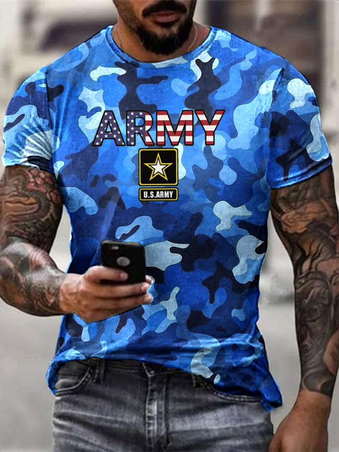 US Army Veteran Camo T-Shirt American Flag Letters Shirt Unique Veteran Presents