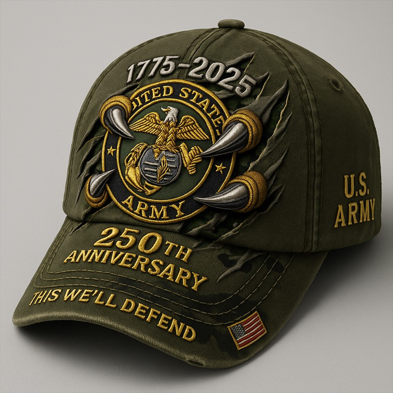 US Army Veteran Hat 1775 2025 Anniversary This We'll Defend Veteran Cap Present Ideas