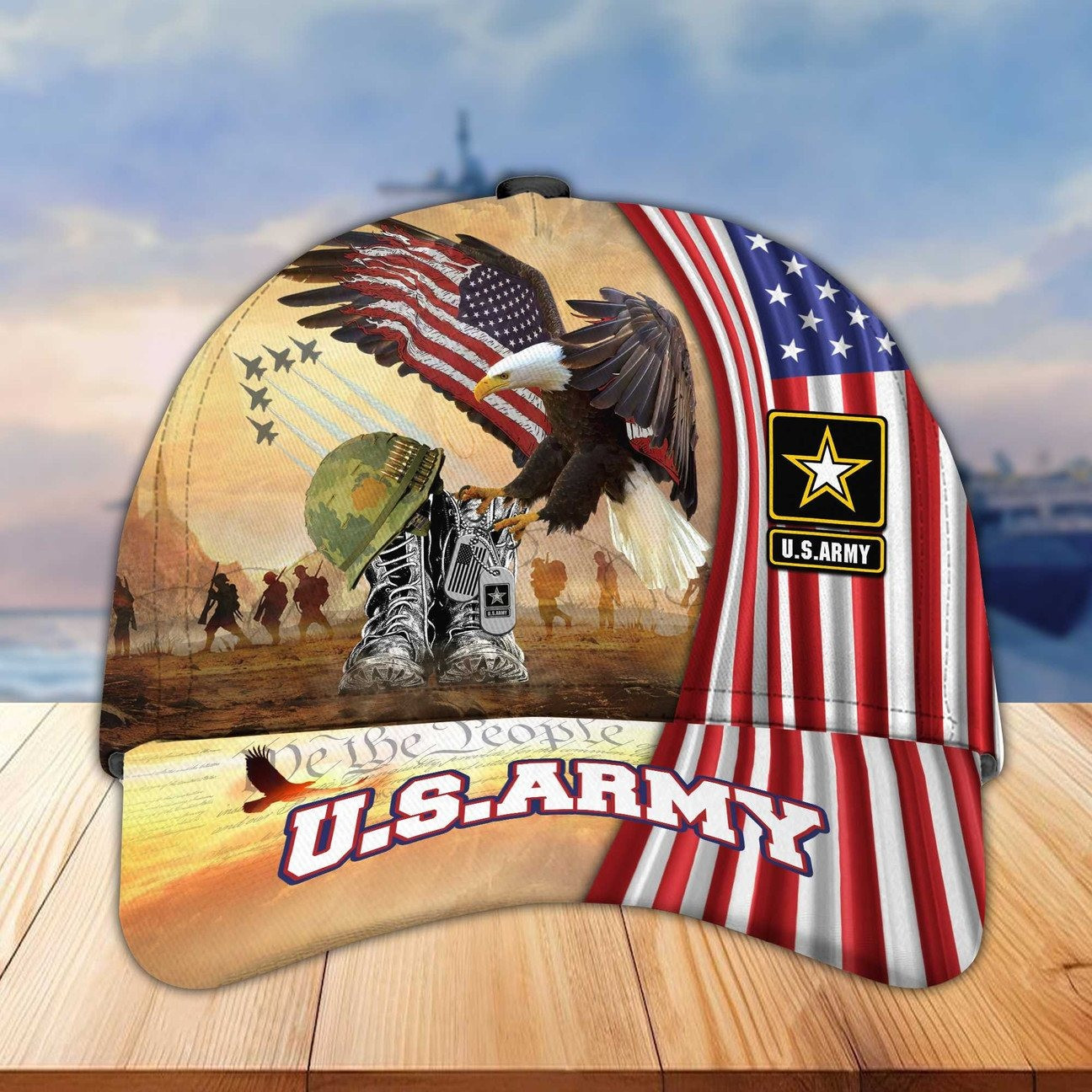 US Army Veteran Hat With Bald Eagle and USA Flag Patriotic Hat Gift For Military