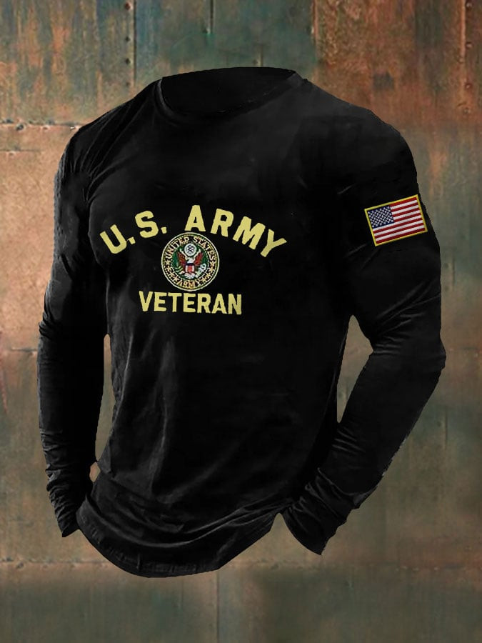 US Army Veteran Long Sleeve Shirt Army Strong American Flag Merch Unique Gifts For Veterans