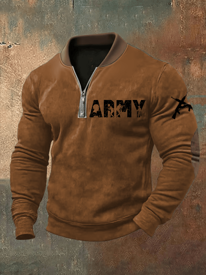 US Army Veteran Quarter Zip Collar Sweatshirt Army Clothing Gifts For Patriotic Dad