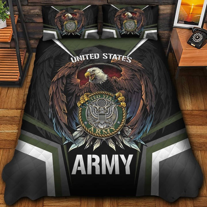 US Army Veteran Quilted Bedding Set Duvet Cover Bedspread Bedroom Decor Gifts For Mom