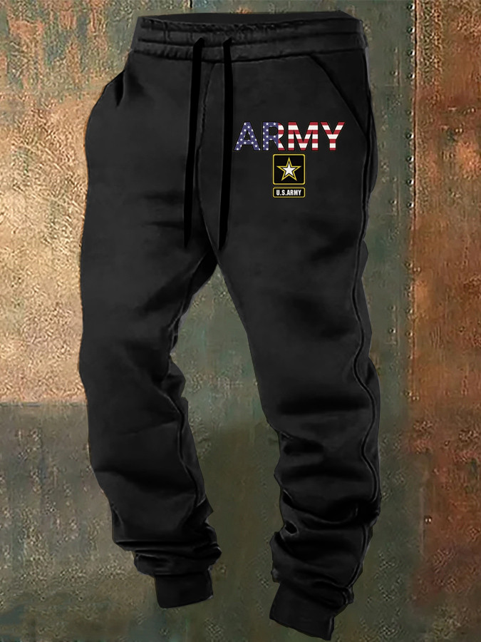 US Army Veteran Sweatpants American Flag Letters Patriotic Merch Gifts For Military