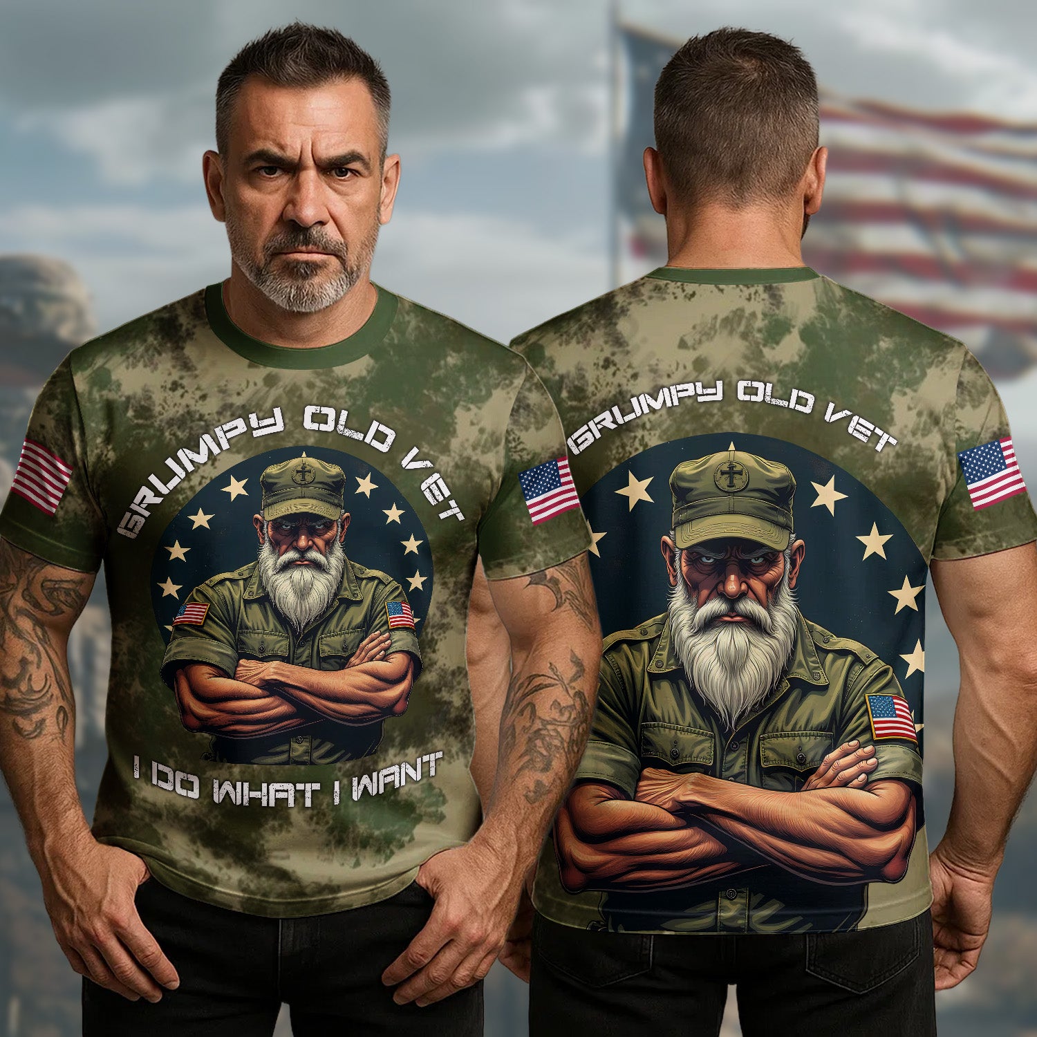 US Army Veteran T-Shirt Grumpy Old Vet I Do What I Want Military Appreciation Merch