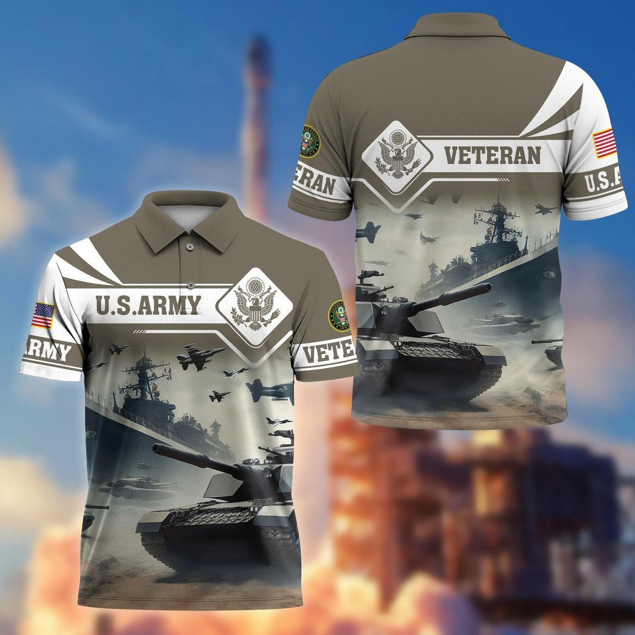US Army Veterans Polo Shirt Men's Patriotic Shirt Gift For Army Veterans