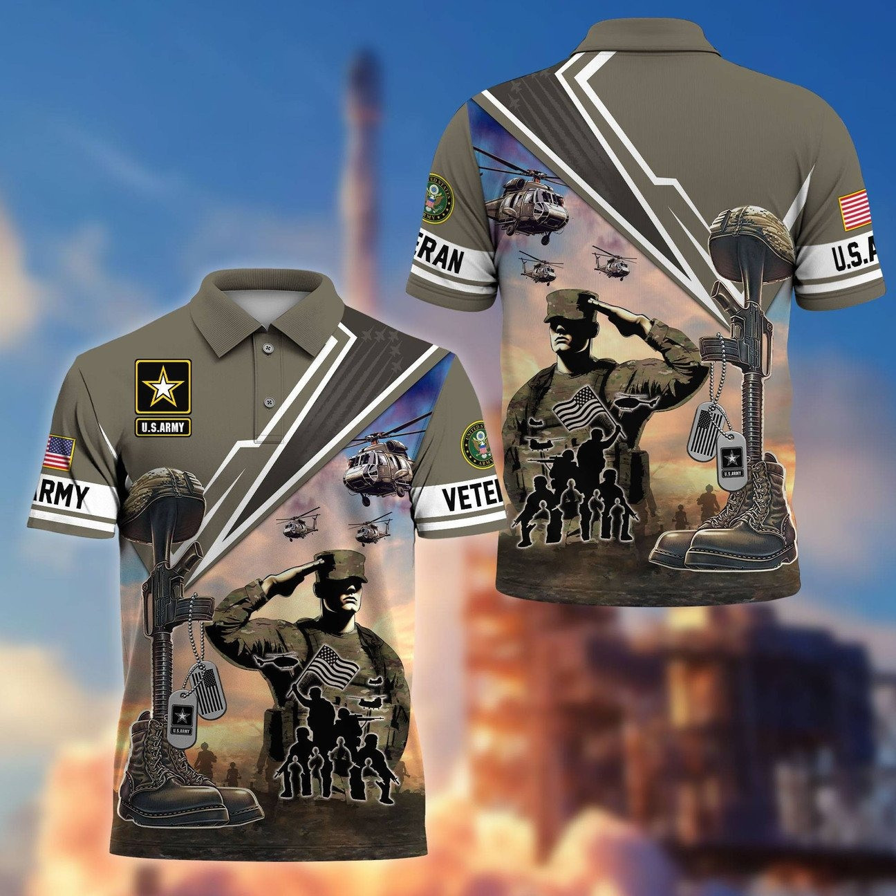 US Army Veterans Polo Shirt Patriotic Gift for Father and Friends and Husband on Veterans Day