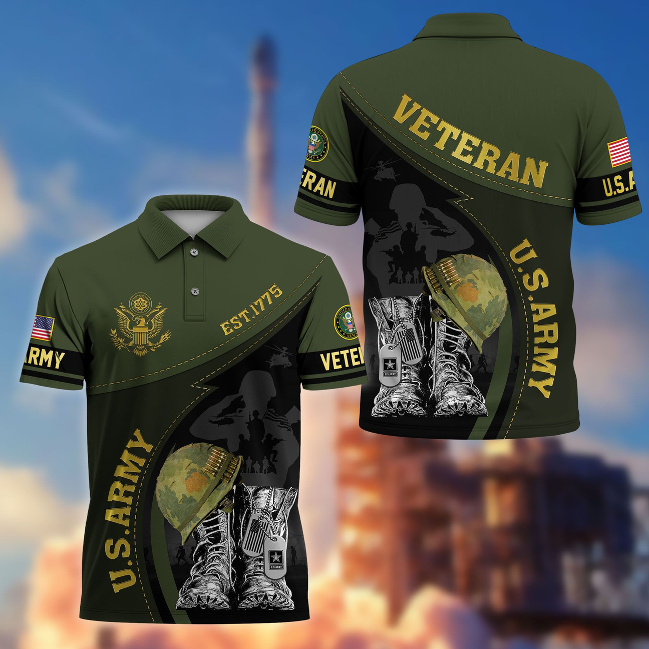 US Army Veterans Polo Shirt Patriotic Military Shirt Gifts For Army