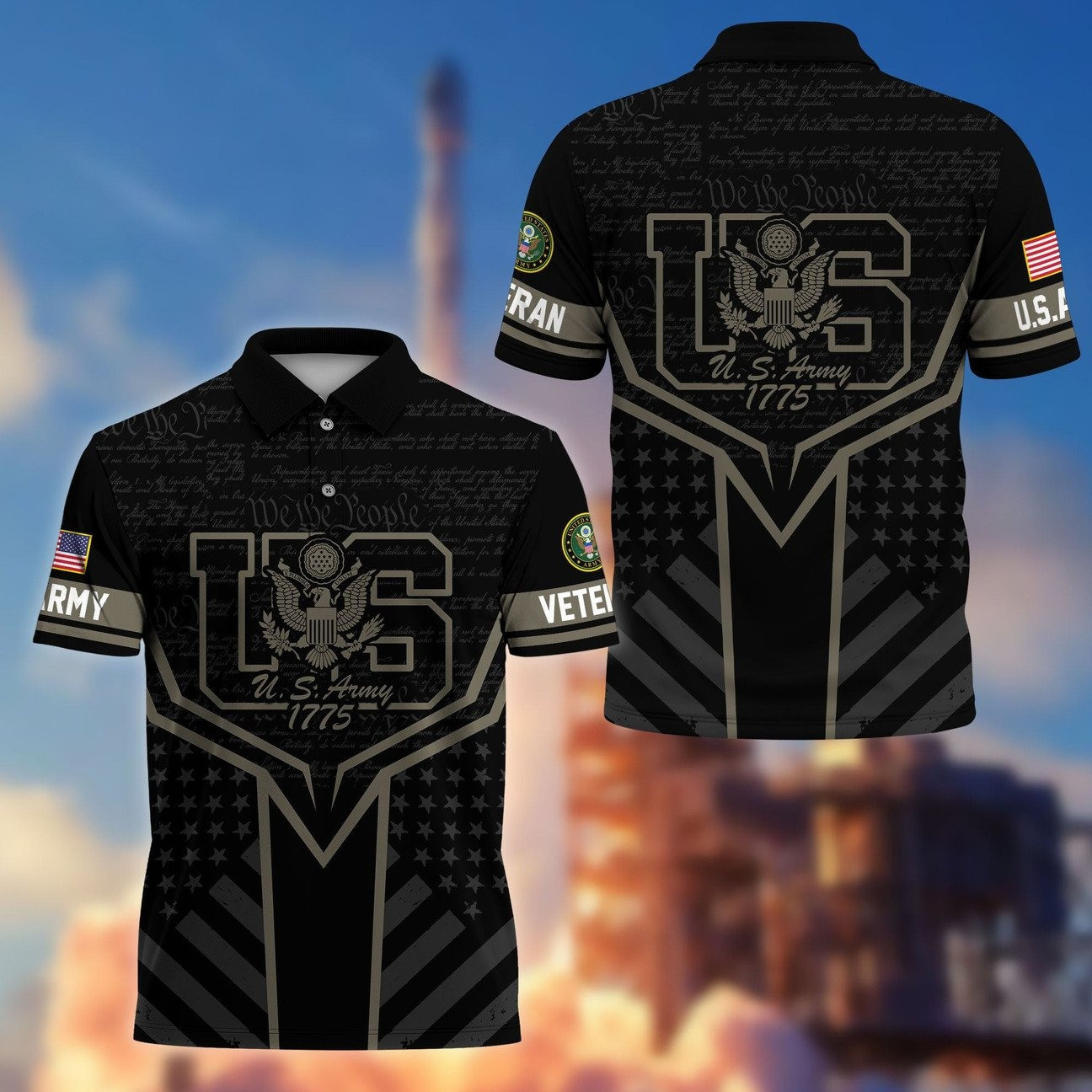 US Army Veterans Polo Shirt We The People Veterans Day Shirt Patriotic Gift for Dad