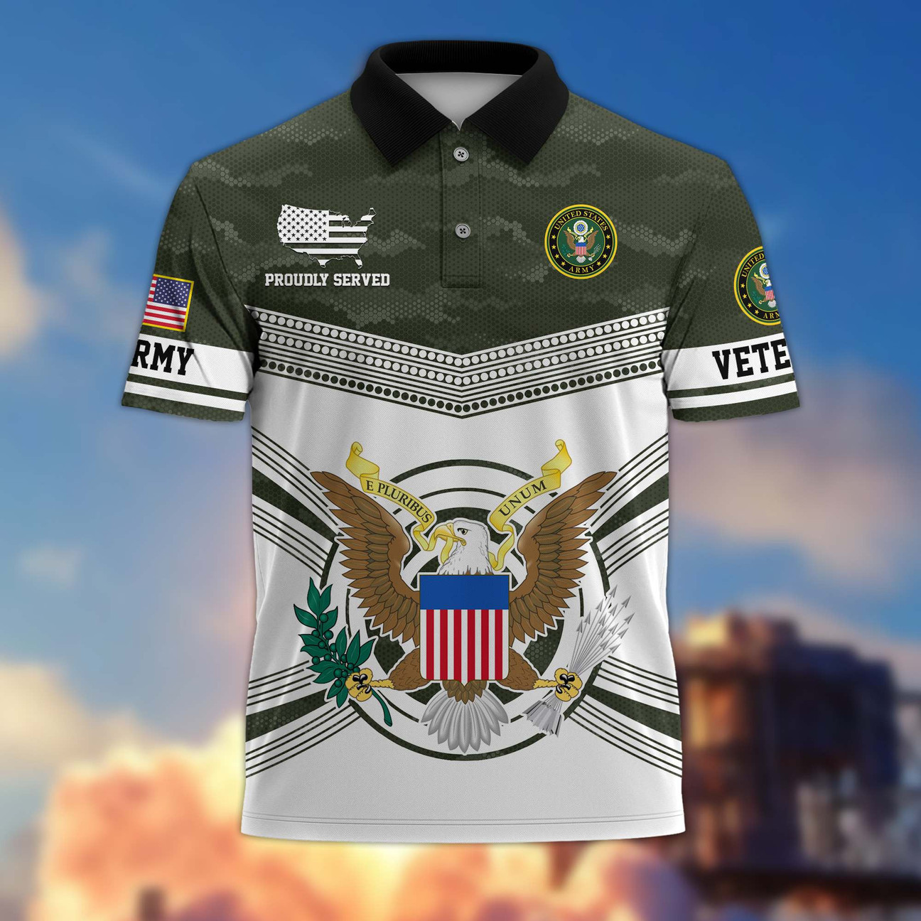 US Army Veterans Proudly Served Polo Shirt Best Gift for Father and Husband on Veteran Day