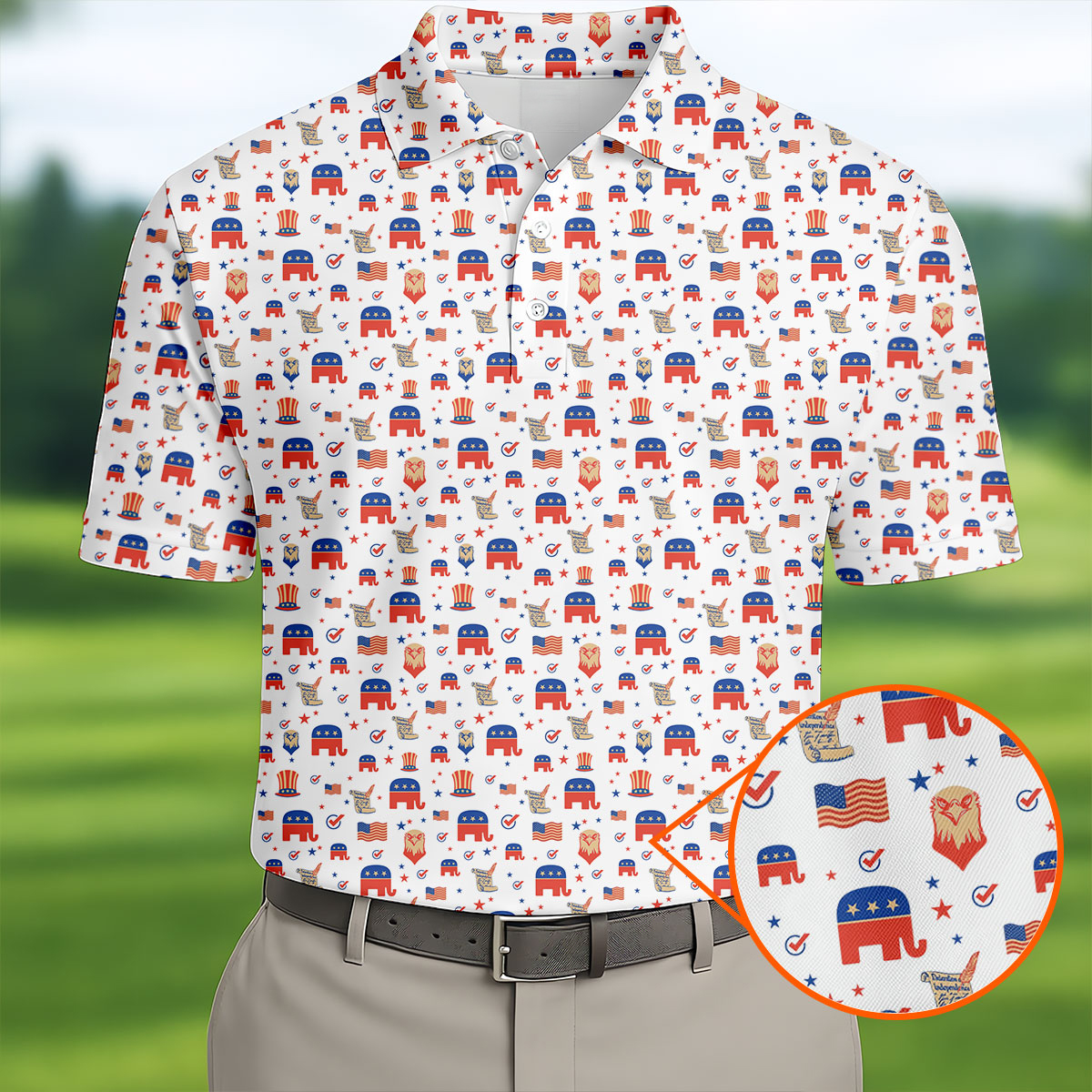 US Bald Eagle Elephant Golf Shirt Patriotic 4th Of July Merchandise Gifts For My Brother