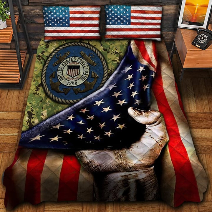 US Coast Guard 1790 Veteran Quilted Bedding Set Duvet Cover Bedspread Veterans Day Gifts