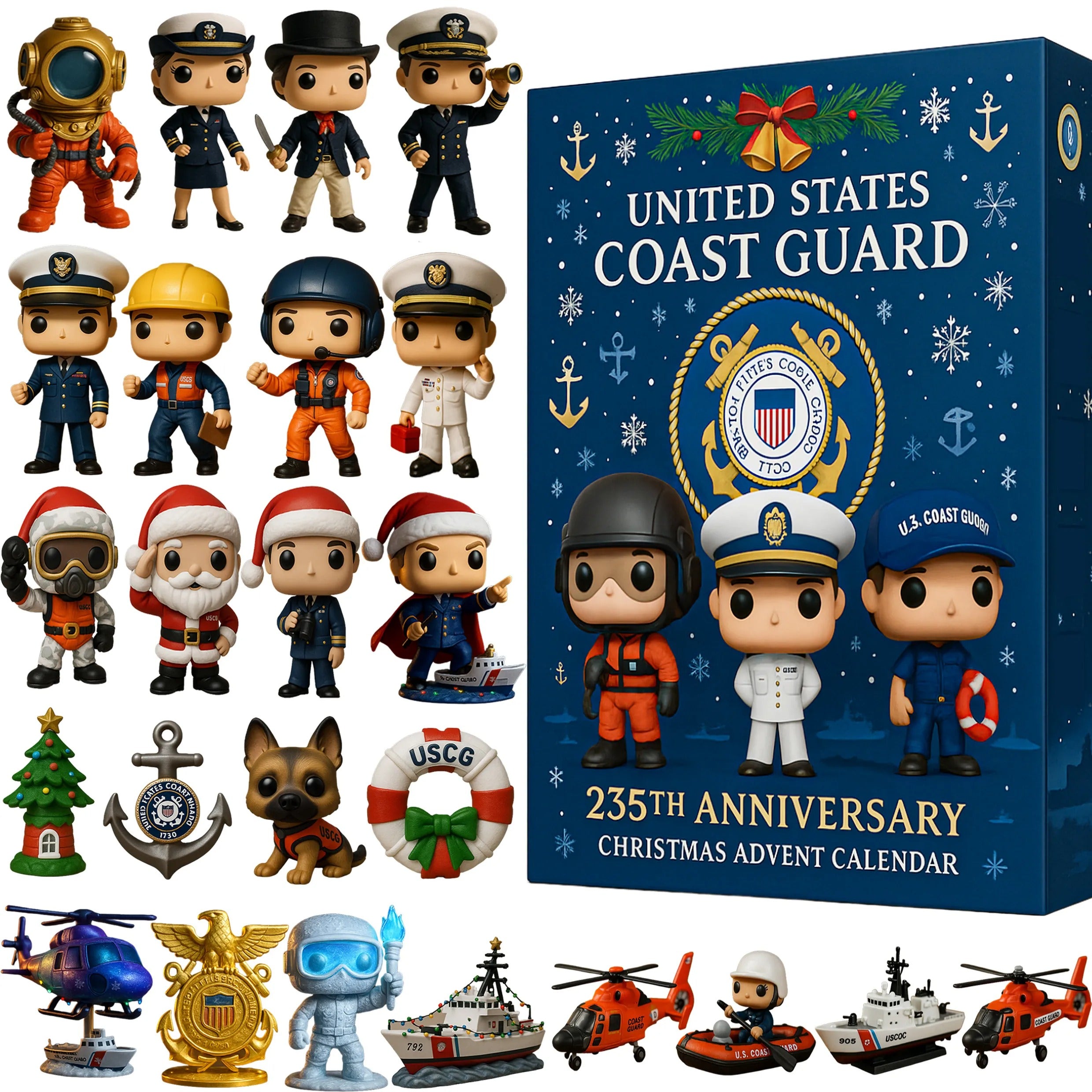 US Coast Guard 235th Anniversary Advent Calendar 2025 Table Decor Veteran Christmas Presents
