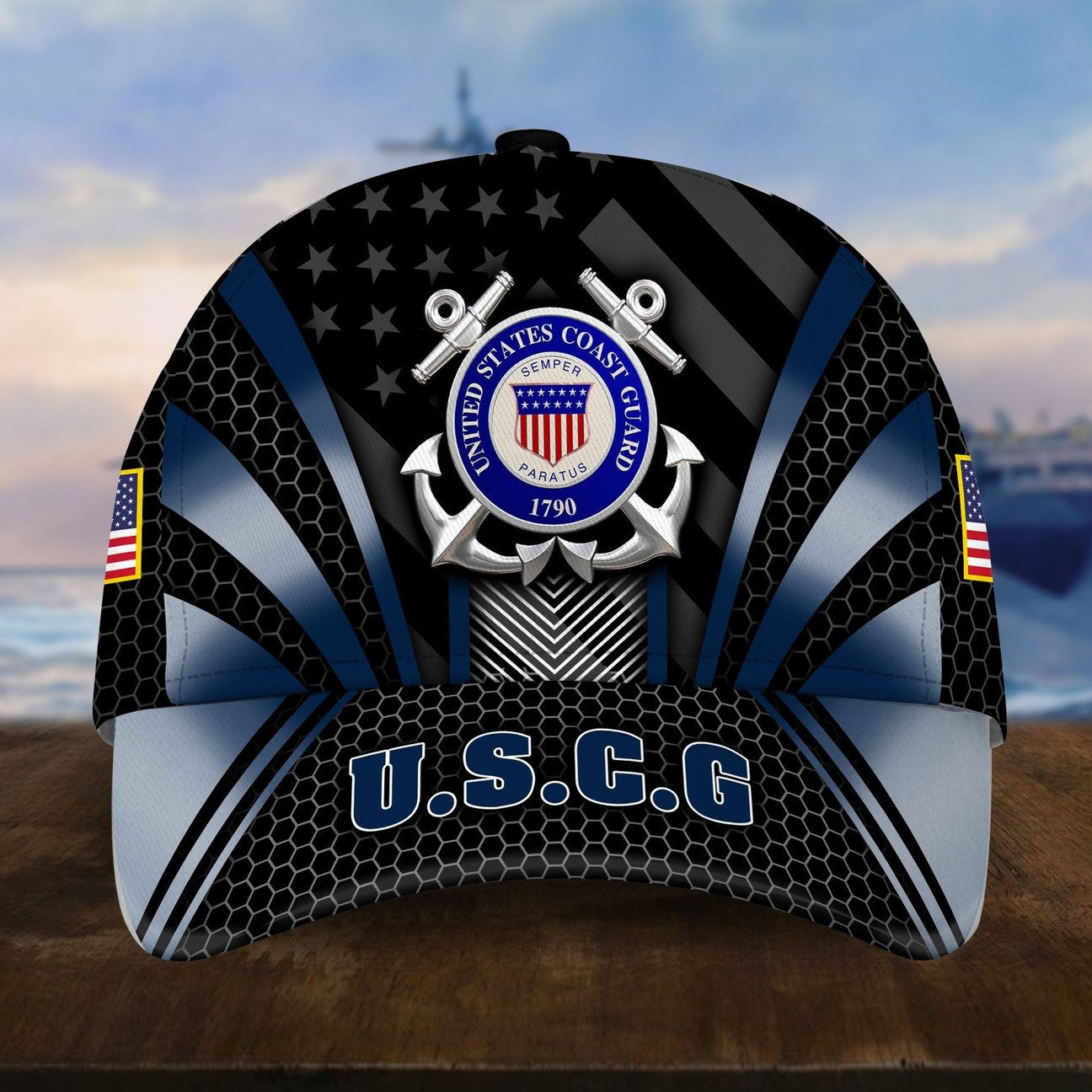 US Coast Guard Baseball Cap with Star Gift for Patriots Army on Veterans Day