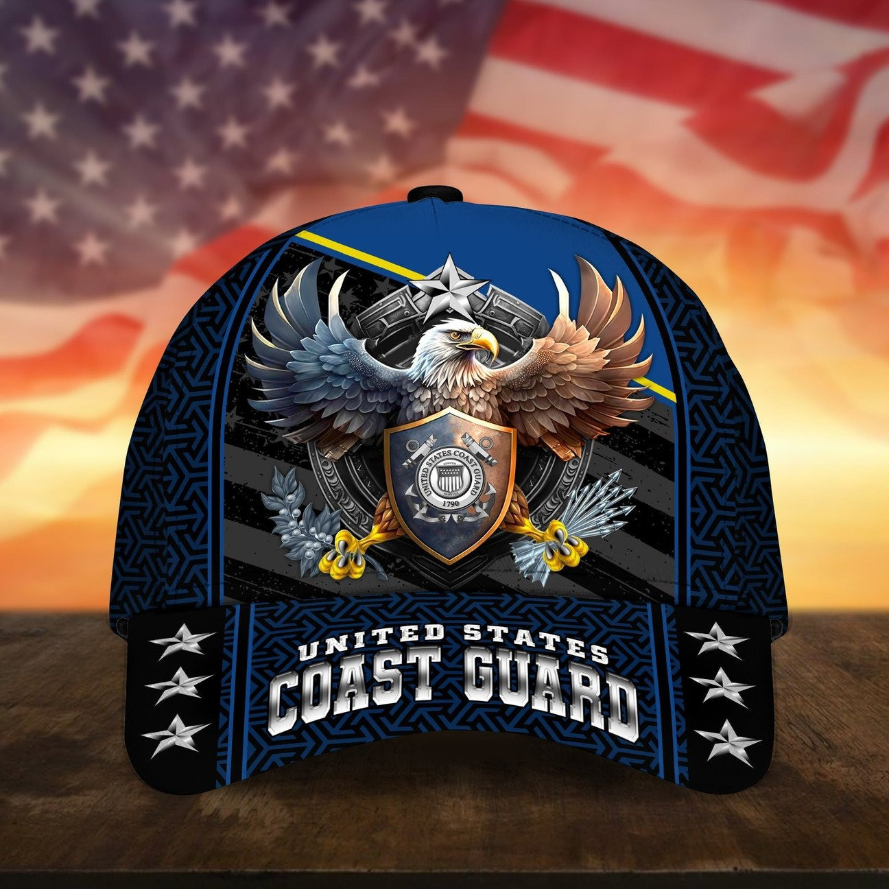 US Coast Guard Eagle Patriotic Military with American Shield Cap Gift For Proud Militaries on Veterans Day