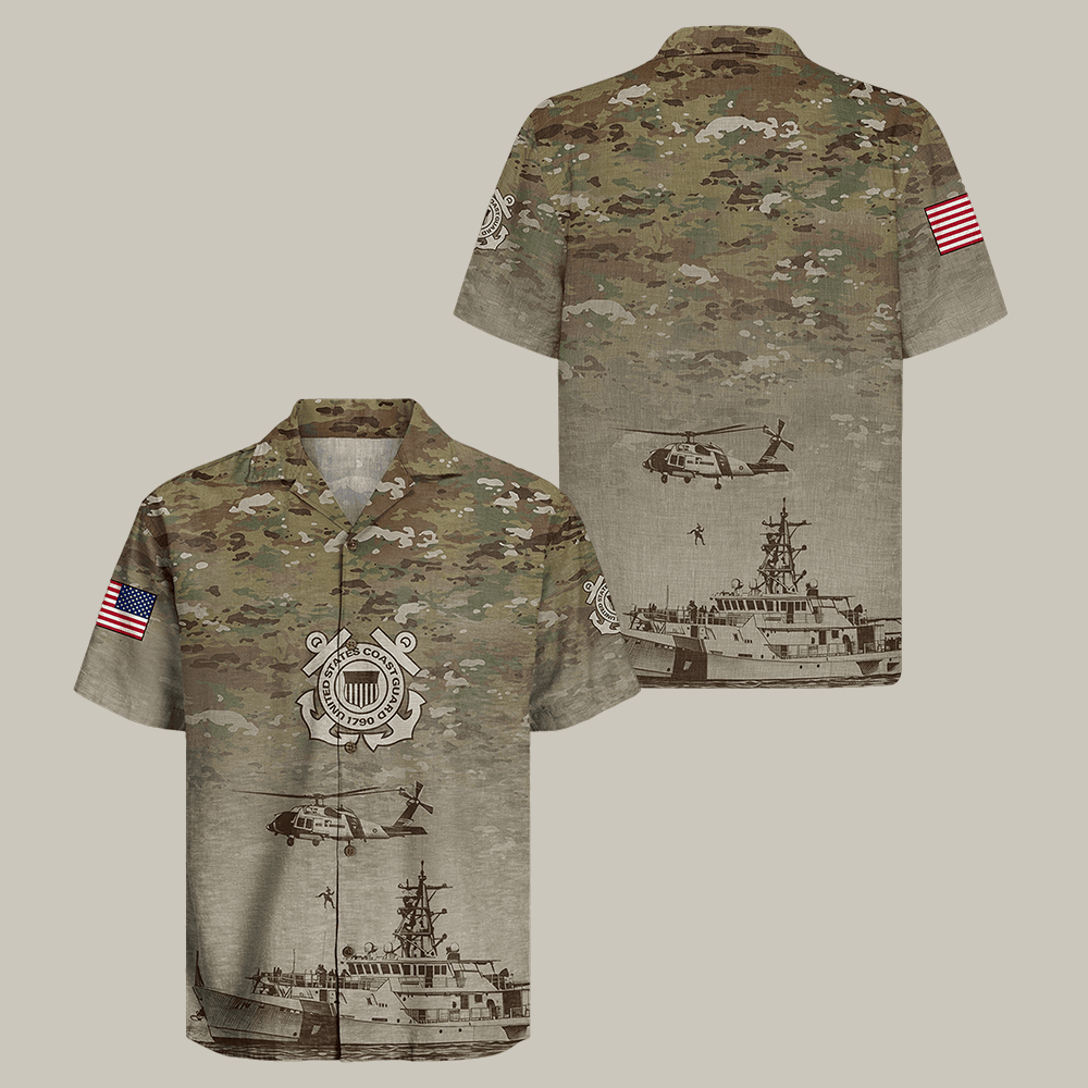 US Coast Guard Hawaiian Shirt Coast Guard Helicopter Shirt Unique Gift For Retired Veteran
