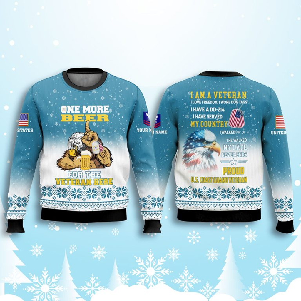 US Coast Guard One More Beer For The Veteran Here Ugly Christmas Sweater Gifts For Veterans US Coast Guard One More Beer For The Veteran Here Ugly Christmas Sweater Gifts For Veterans