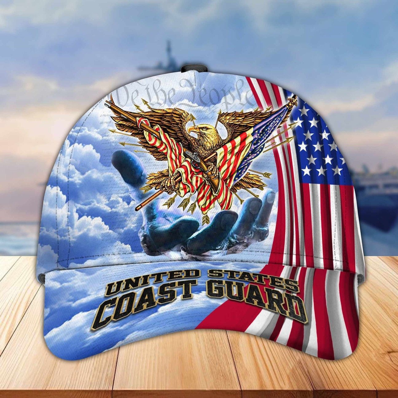 US Coast Guard Patriotic Eagle USA Flag Cap Hat USCG Hat Gift for Husband
