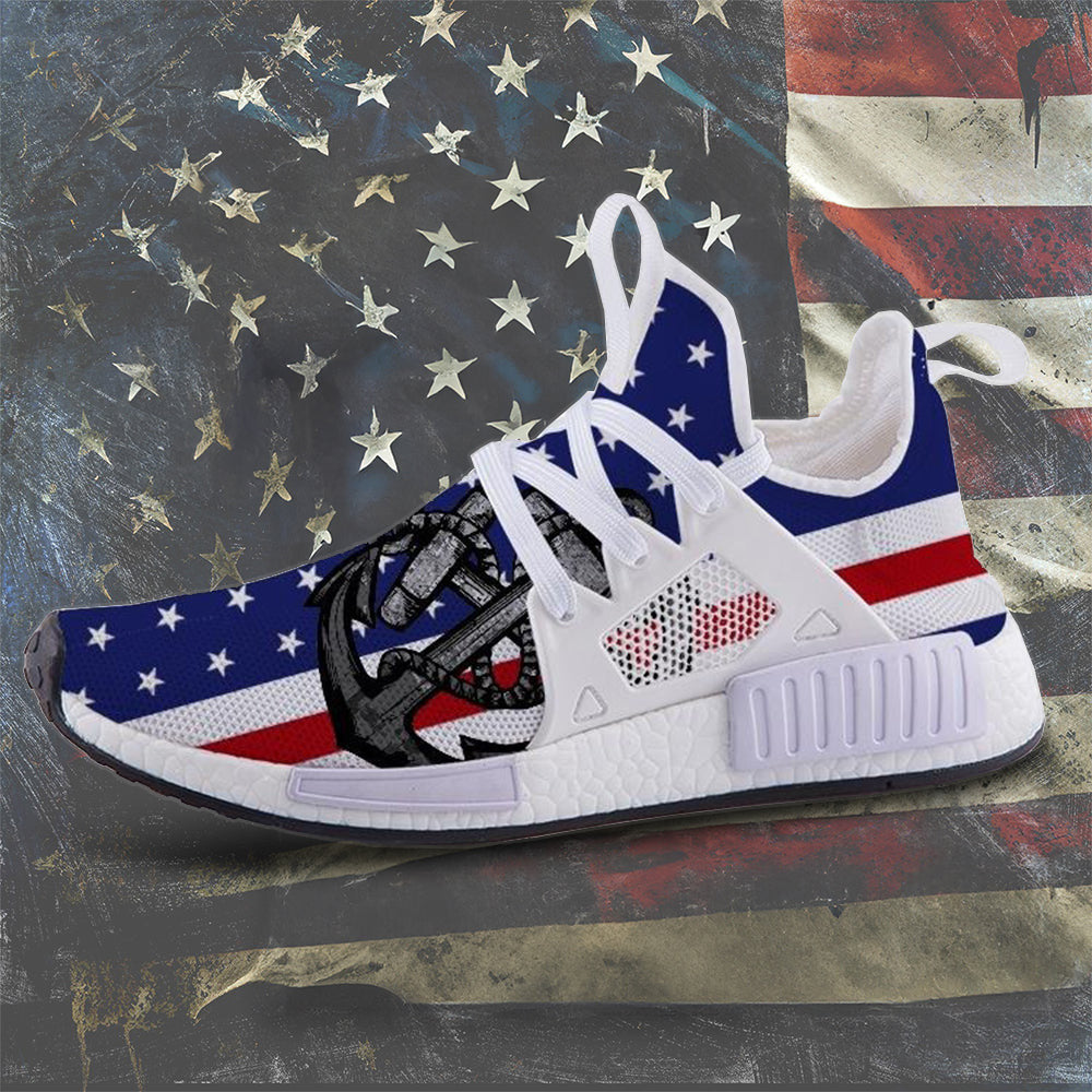US Coast Guard USA Flag Shoes Proud USCG Military Sneakers Patriotic Merch Gifts For Veterans